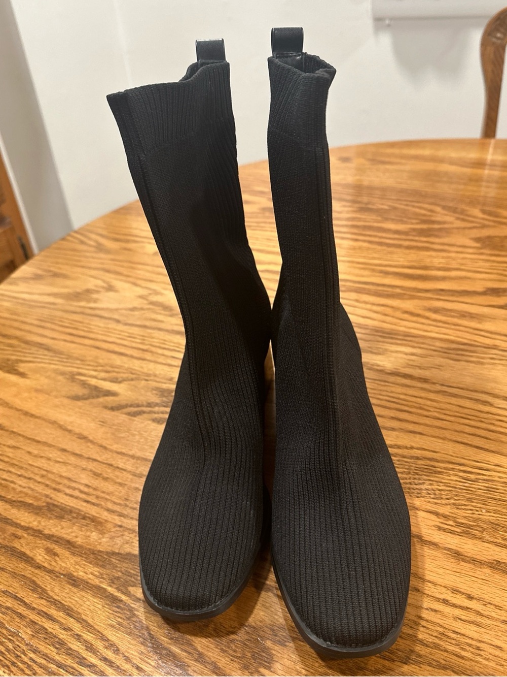 Stretch-Knit Black Sock Boots for Women